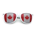 Canada vlag zonnebril met wit montuur en rood esdoornblad patroon voor feesten - Wit