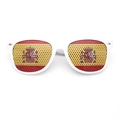 White frame sunglasses with Spanish flag pattern on perforated lenses for fans - White