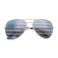 Lunettes de soleil aviateur en métal argenté avec motif drapeau américain sur verres - Monture Argent 02