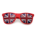 Red frame party sunglasses with Union Jack flag pattern and breathable pinhole lens design - Red