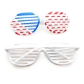 Occhiali a serranda bandiera americana per feste, occhiali a righe rosso bianco blu in plastica - Bianco