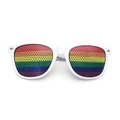 Gafas de sol blancas con lentes de agujeros de arcoíris para fiestas y regalos - Arcoíris