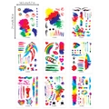 Lot de 9 tatouages temporaires imperméables avec motifs graffitis colorés pour visage et corps - Ensemble de Neuf Graffiti Artistiques / 14.5*21CM