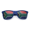 Blaue Fan-Sonnenbrille mit Südafrika-Flagge auf den Mesh-Gläsern für Partys - Südafrika