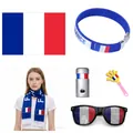 French flag sports fan set with scarf, sunglasses, wristband, and face paint kit - France Fan Kit