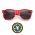 Red Wayfarer fireworks diffraction glasses with soccer holographic effect for parties - Red Frame Grey Lens
