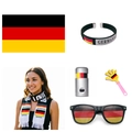 German football fan set with flag, scarf, wristband, face paint, clapper and sunglasses - Germany Fan Kit