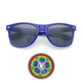 Blue frame party glasses with soccer diffraction effect on dark grey lenses - Blue Frame Grey Lens