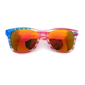 USA flag pattern sunglasses with patriotic star-stripe frame and red reflective lenses - Clear Frame Purple Mirrored Lens