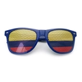 Dunkelblaue Sonnenbrille mit Kolumbien-Flaggen-Pinholes für Fan-Partys und Events - Kolumbien