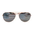 Rose gold aviator sunglasses with American flag printed lenses and metallic frame - Rose Gold Frame 01