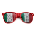 Italian flag patterned lenses with red frame party sunglasses featuring silver rivets - Italy Style