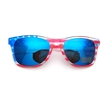 USA flag sunglasses with red white stripes and blue starry frames and mirror lenses - Clear Frame Blue Mirrored Lens