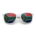 South African flag printed mesh sunglasses with classic white plastic frame - South Africa Flag