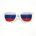 White party sunglasses featuring a Russian flag micro-hole design for sports fans - Russian Flag