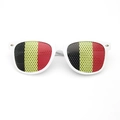 White sunglasses with Belgium flag mesh lenses for sports events and festivals - Belgium Flag