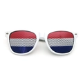 White frame sunglasses with red white and blue striped perforated lenses and silver rivets - Netherlands Flag