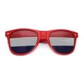 Red frame party sunglasses with Dutch flag pattern micro-perforated lenses - Netherlands Style