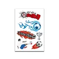 Tatuaggio temporaneo calcio impermeabile con pallone e trofeo da 11x7,5cm - Stile Calcio di Fuoco E Trofeo (WY-025)