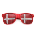 Red frame sunglasses with Denmark flag pattern lenses for sports and party events - Denmark Viking Ship