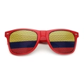 Red frame sunglasses with Colombia flag micro-hole mesh lenses for parties and sports events - Colombia