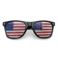 Black square sunglasses featuring US flag pattern lenses for the 2026 World Cup - United States