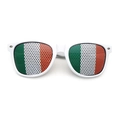 White classic sunglasses featuring Ireland national flag print on perforated lenses - Ireland Flag