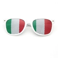 White frame sunglasses featuring Italian flag mesh pinhole lenses for party fans - Italy Flag