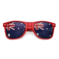 Red frame sunglasses featuring Australian flag perforated lenses for festivals - Australia