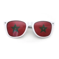 White party sunglasses featuring a Morocco flag mesh lens design for sports events - Morocco Flag