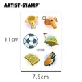 Tatuaggio temporaneo impermeabile 11x7,5 cm con motivi di trofeo e calcio - Stile trofeo e attrezzatura da calcio (WY-032)