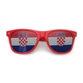Red frame party sunglasses with Croatia flag printed mesh lenses for fan support - Croatia