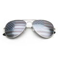Silver metal aviator sunglasses with American flag pattern printed lenses for party - Silver Style 01 (Double Lens Printed)