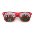 Red frame sunglasses with Wales flag mesh lenses and decorative silver rivets - Wales