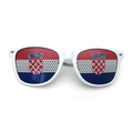 White party sunglasses featuring Croatia flag pattern on perforated lens lenses - Croatia Flag