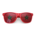 Moroccan flag sunglasses with red frame and green star pinhole lenses for fans - Morocco