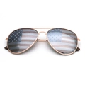 Gold metal aviator sunglasses with American flag pattern lenses for Independence Day - Rose Gold Style 01 (Double Lens Printed)