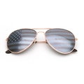Classic aviator sunglasses featuring US flag lenses and rose gold metal frames - Rose Gold Style 02 (Single Lens Printed)