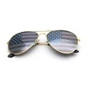 Classic gold aviator sunglasses featuring American flag printed lenses for festivals - Gold Style 01 (Double Lens Printed)