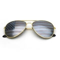 Classic gold metal aviator sunglasses with American flag star and stripe lens patterns - Gold Style 02 (Single Lens Printed)