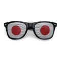 Black party sunglasses featuring Japan flag dot-matrix mesh lenses with UV400 protection - Japan