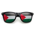 Black sunglasses featuring Palestine flag perforated lenses with classic rivets - Palestine