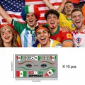 10-piece waterproof World Cup face tattoos featuring national flags for soccer fans - Mexico Style