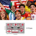 Tatouages temporaires imperméables coupe du monde lot de 10 avec drapeaux nationaux - Style Angleterre (BEF-005) / 6,8x12cm (Pack de 10 feuilles)