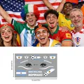Tatouages de visage de football pour la coupe du monde, motifs drapeaux mixtes, lot de 10 - Style Argentine (BEF-007) / 6,8x12cm (Pack de 10 feuilles)