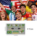 Tatouages temporaires de football du Brésil et de l'Italie pour le visage, imperméables - Style Brésil (BEF-009) / 6,8x12cm (Pack de 10 feuilles)