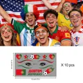Tatouages temporaires imperméables pour fans de football mondial, lot de 10 autocollants - Style Portugal (BEF-011) / 6,8x12cm (Pack de 10 feuilles)