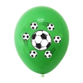 Detail of green latex balloon with black and white football patterns for sports parties - Dark Green