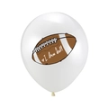 White latex football balloon featuring I love ball print for American football theme party - White