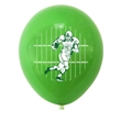 Green American football party latex balloon with athlete graphics and 50-yard line markers - Green